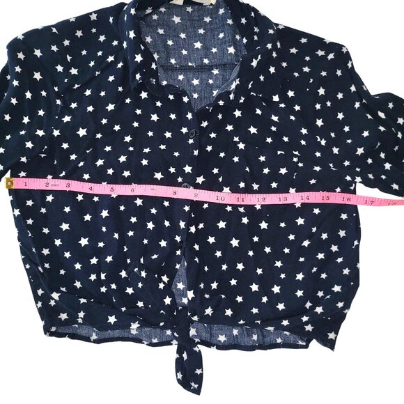 H&M | Navy Blue White Stars Front Tie Crop Top - Picture 4 of 8